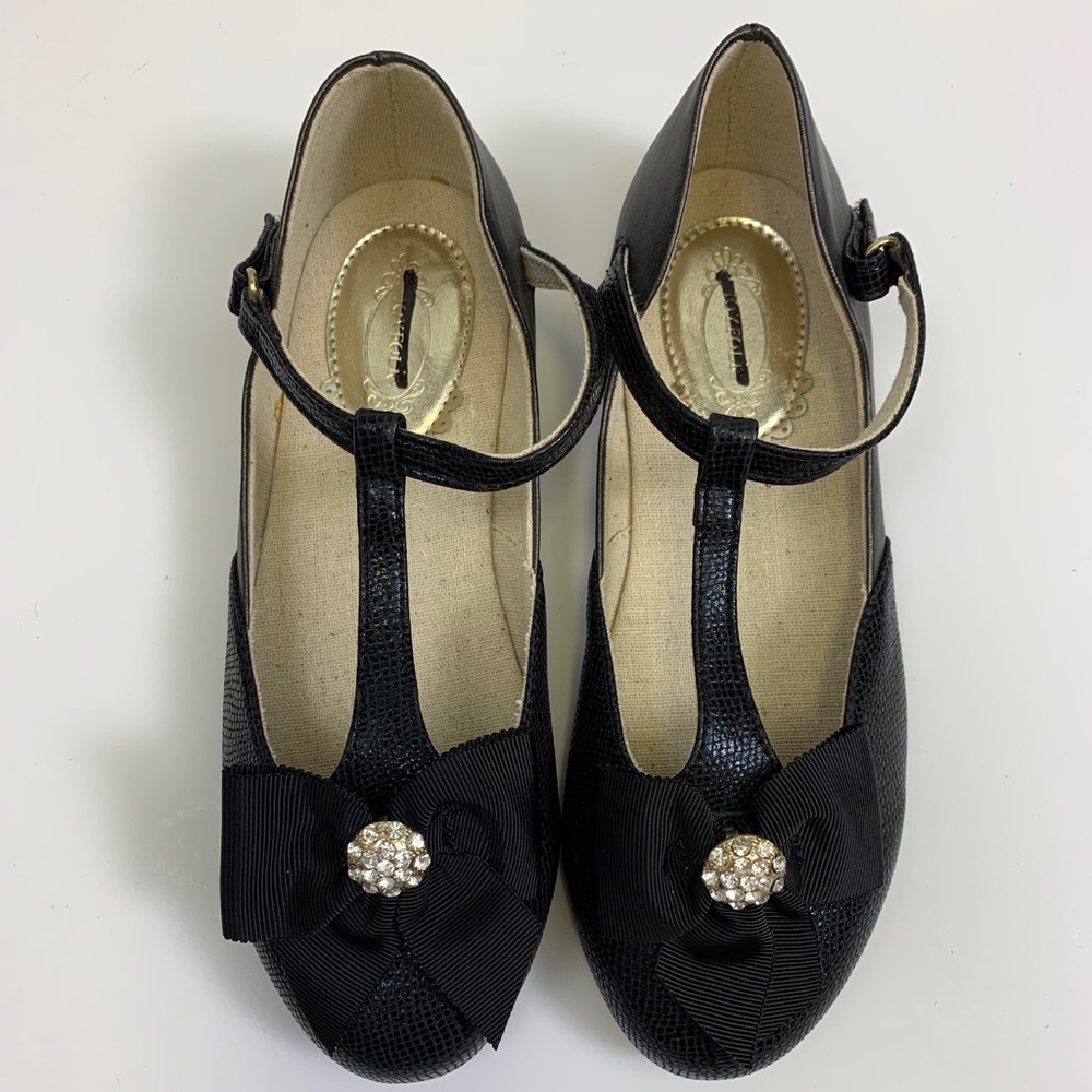 Joyfolie girls black t strap Mary Jane dress shoes